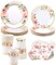 Floral Plates and Napkins Party Supplies - Serves 16 - Flower Paper Plates Floral Party Cups Floral Baby Shower Decorations for Girl Pink and Gold Bridal Shower Tea Party Flower Birthday Decorations